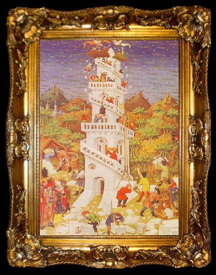 framed  MASTER of the Duke of Bedford Building of the Tower of Babel, ta009-2